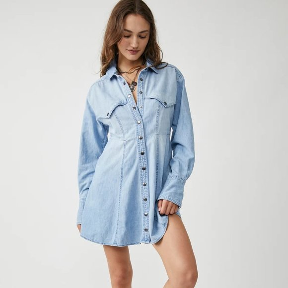 Free People Sammi Denim Mini Dress - Picture 7 of 9